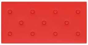 Painel parede 12 pcs 60x30 cm couro artificial 2,16 m² vermelho