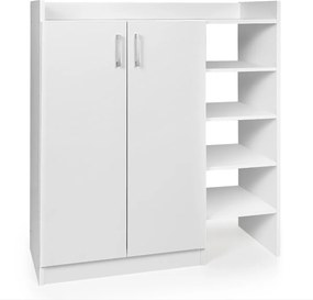Sapateira 83 x 31,5 x 91 cm para guardar sapatos com prateleiras ajustáveis em 3 posições Branco