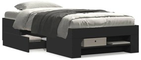Estrutura de cama 90x190 cm derivados de madeira preto
