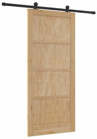 Porta Deslizante com Conjunto de Hardware 93x211 cm Madeira Sólida de