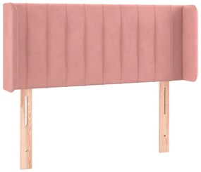 Cabeceira de cama c/ luzes LED veludo 83x16x78/88 cm rosa