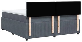 Cama com molas/colchão 200x200 cm veludo cinzento-escuro