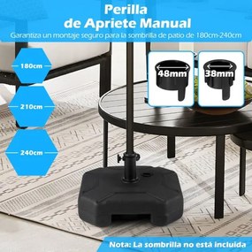 Base para guarda-sol de 17,5 litros / 30 kg, enchível com água ou areia, de 38/48 mm