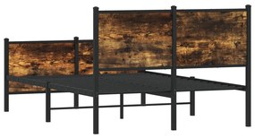Estrutura de cama sem colchão 120x200 cm metal carvalho fumado