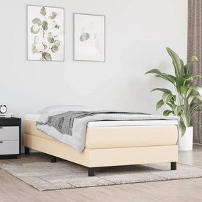 Estrutura de cama sem colchão 90x190 cm tecido creme