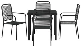 Conjunto de Jantar de 5 Peças em Rattan Preto e Aço