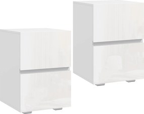 Conjunto de 2 Mesas de Cabeceira para Quarto com 2 Gavetas, Capacidade 30 kg, 40x40x58 cm, Branco