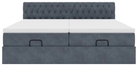 Estrutura cama otomana colchões 160x200 cm cinzento escuro