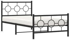Estrutura de cama com cabeceira e pés 100x190 cm metal preto