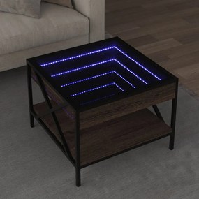 Mesa de centro luzes LED Infinity 50x50x38 cm carvalho castanho