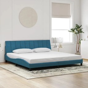 vidaXL Estrutura de cama c/ cabeceira 200x200 cm veludo azul