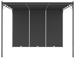 Gazebo de jardim com cortina lateral 3x3x2,25m antracite