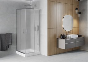 Mexen Rio cabine de duche quadrada 90 x 90 cm, fosca, cromada + base de duche, branca - 860-090-090-01-30-4510