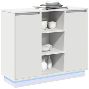 Sideboard com LED Branco 90x32x75 cm em Madeira Compensada