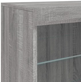 Aparador com luzes LED 60,5x37x67 cm cinzento sonoma