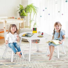 Conjunto de mesa e cadeira redonda para crianças Conjunto de 3 peças com mesa de actividades em madeira e centro de rede Verde Acessórios de decoração