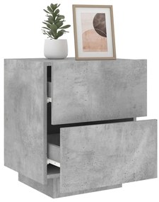 Mesa de cabeceira c/ luzes LED derivados madeira cinza cimento