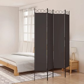vidaXL Biombo/divisória com 4 painéis 160x220 cm tecido castanho
