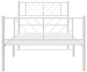 Estrutura de cama com cabeceira e pés 75x190 cm metal branco