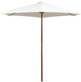 vidaXL Guarda-sol com mastro em madeira 270x270 cm branco nata