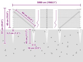 Cerca Hexagonal vidaXL Cinza 0.4x50 m Aço