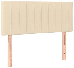 Cabeceira de cama c/ luzes LED tecido 100x5x78/88 cm cor creme