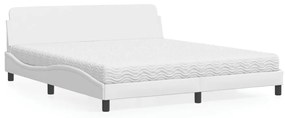 Cama com colchão 180x200 cm couro artificial branco