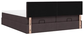 Estrutura de cama otomana com colchões tecido castanho escuro