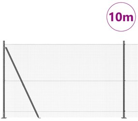 Cerca de Fios Soldados com 7 Postes Flangeados Cinza 1.5x10 m Aço