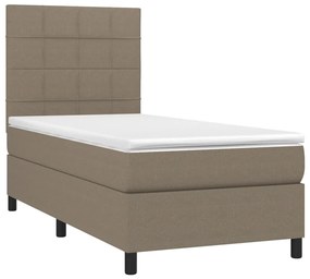 Cama box spring + colchão/LED 80x200cm tecido cinza-acastanhado