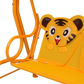 Banco de baloiço para crianças 115x75x110 cm tecido amarelo