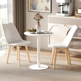 Mesa de Refeição Redonda para 2 Pessoas (CADEIRAS NÃO INCLUIDAS) Mesa de Cozinha de Aço para Interior e Exterior Ø60x72 cm Branco