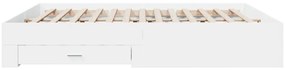 Estrutura de cama c/ gavetas 200x200cm derivados madeira branco