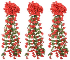 Grinaldas de flores artificiais 3 pcs 85 cm vermelho