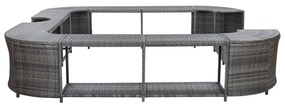 Contorno de spa quadrado 268 x 268 x 55 cm vime PE cinzento