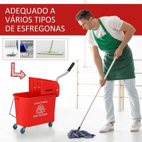 Balde de Limpeza 20L com Rodas e Espremedor Balde para Esfregona com S
