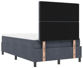 Cama Box Spring com Colchão e Banco Cinza Escuro 120x190 cm Veludo