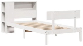 Cama com estante sem colchão 90x190 cm pinho maciço branco