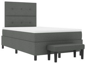 Cama Box Spring com Colchão e Banco Cinza Escuro 120x200 cm Tecido