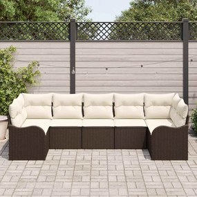 Conjunto de Sofá de Jardim vidaXL 7 Peças com Almofadas Rattan Poliést