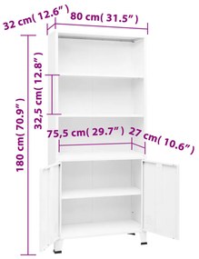 Estante industrial 80x32x180 cm aço branco