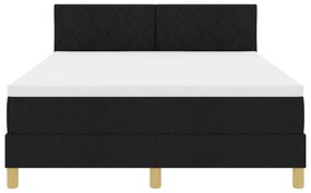 Cama Box Spring com Colchão e LED Preto 140x200 cm Tecido