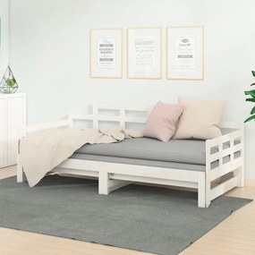 Estrutura sofá-cama de puxar pinho maciço branco 2x(90x190) cm