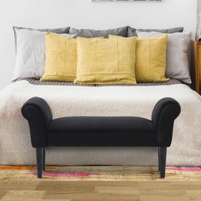 Banco Moderno de Linho – Wissy – 102x31x51 cm – Preto – Design Contemp