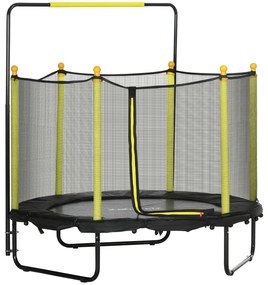 ZONEKIZ Trampolim Infantil com Rede de Segurança Barra Ajustável para Interior e Exterior Ø140x120-140 cm Preto