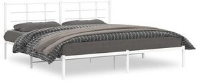 Estrutura de cama com cabeceira 200x200 cm metal branco