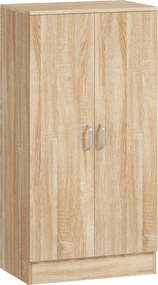 HOMCOM Armário de sapatos com 2 portas, 6 prateleiras ajustáveis, dobradiças com fecho suave para 14 pares, Madeira natural | Aosom Portugal