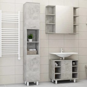 vidaXL 3 pcs conj. móveis casa de banho contraplacado cinzento cimento