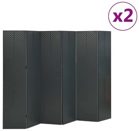 vidaXL Divisórias/biombos com 6 painéis 2 pcs aço 240x180 cm antracite