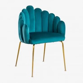 Pacote De 4 Cadeiras De Jantar Markina Velvet Azul Turquesado Intenso - Sklum